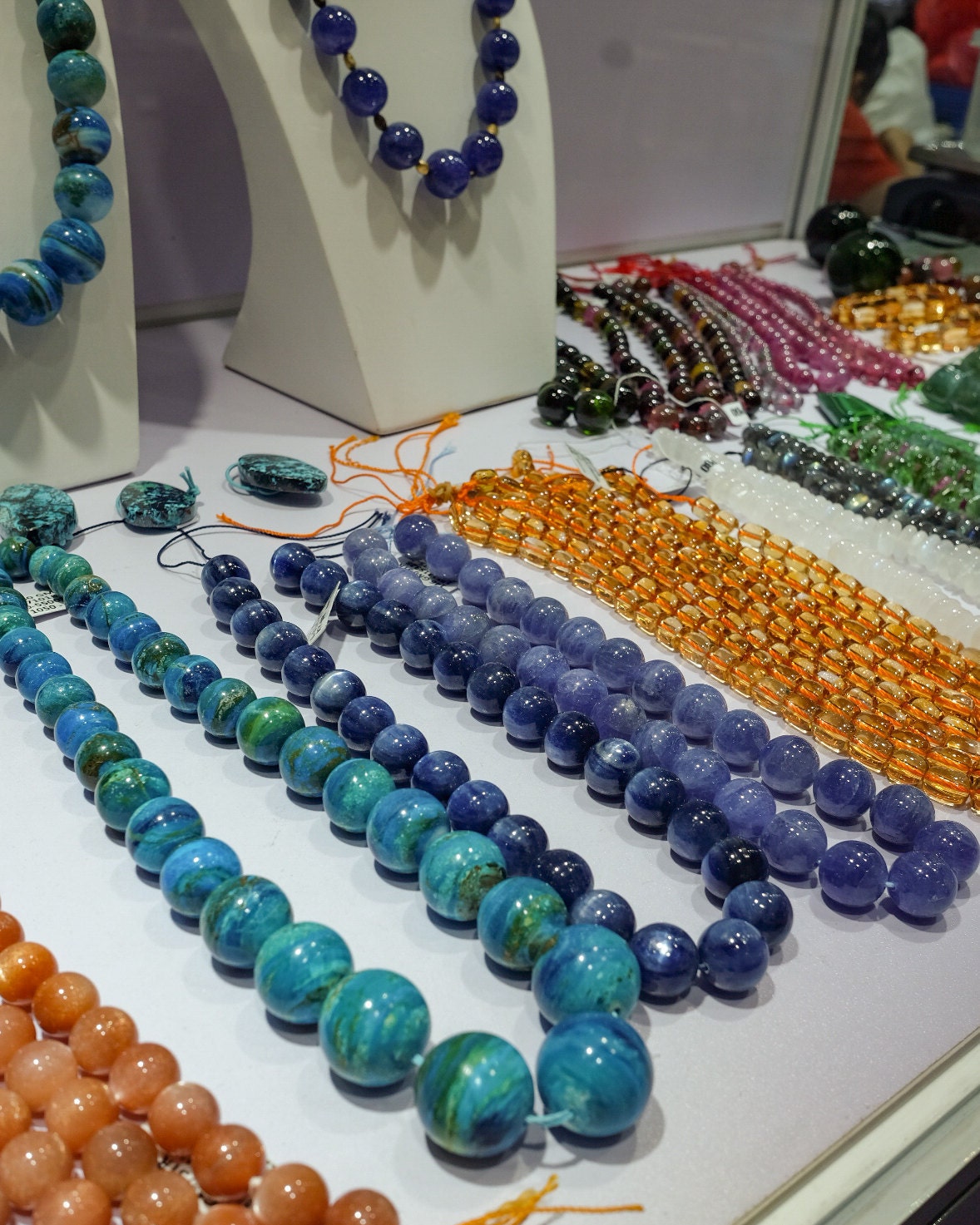 gemstone beaded necklace chrysocolla kyanite citrine
