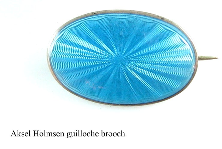 Guilloche enamel brooch by Aksel Holmsen, c. 1920s