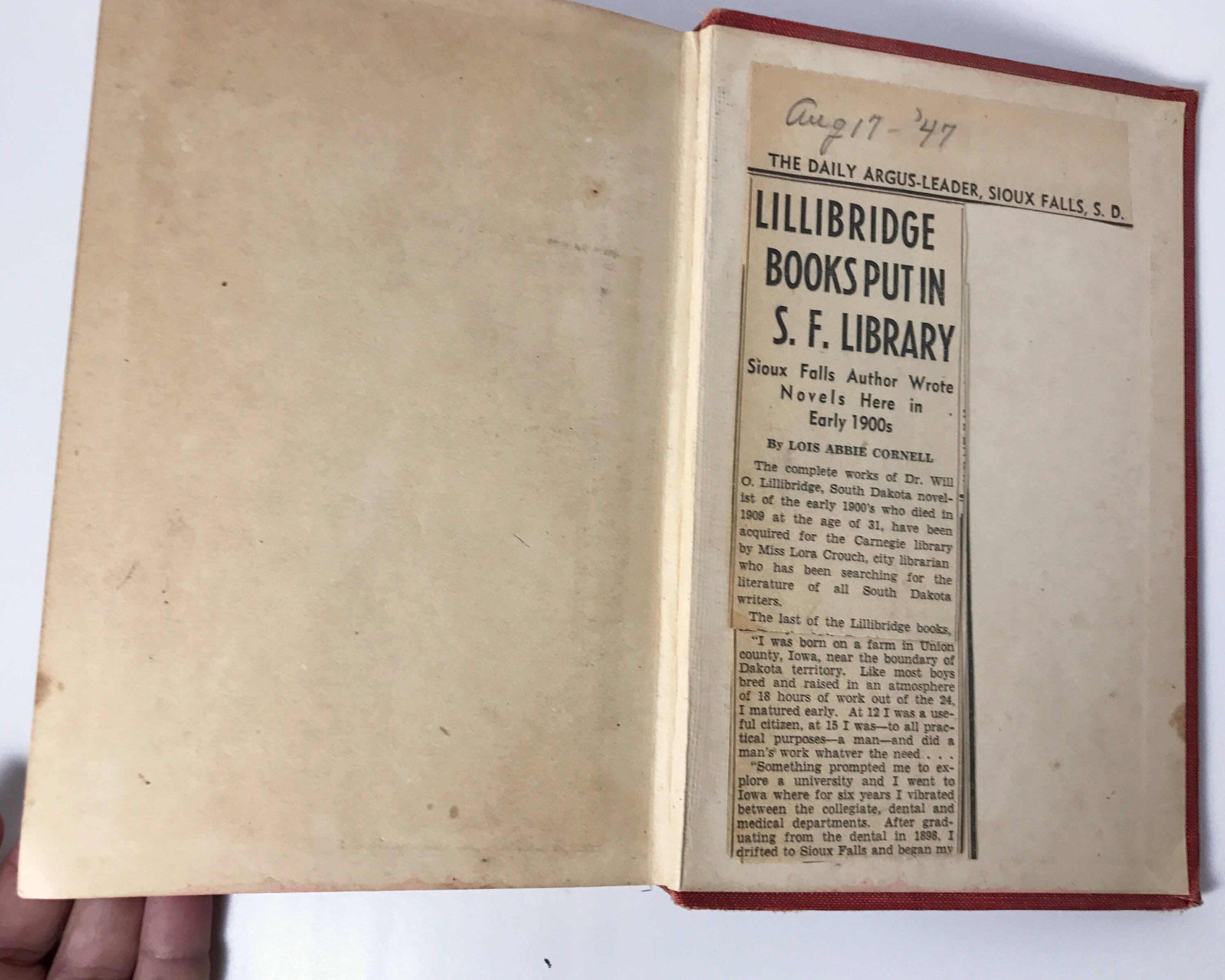 Newspaper article on Will Lillibridge