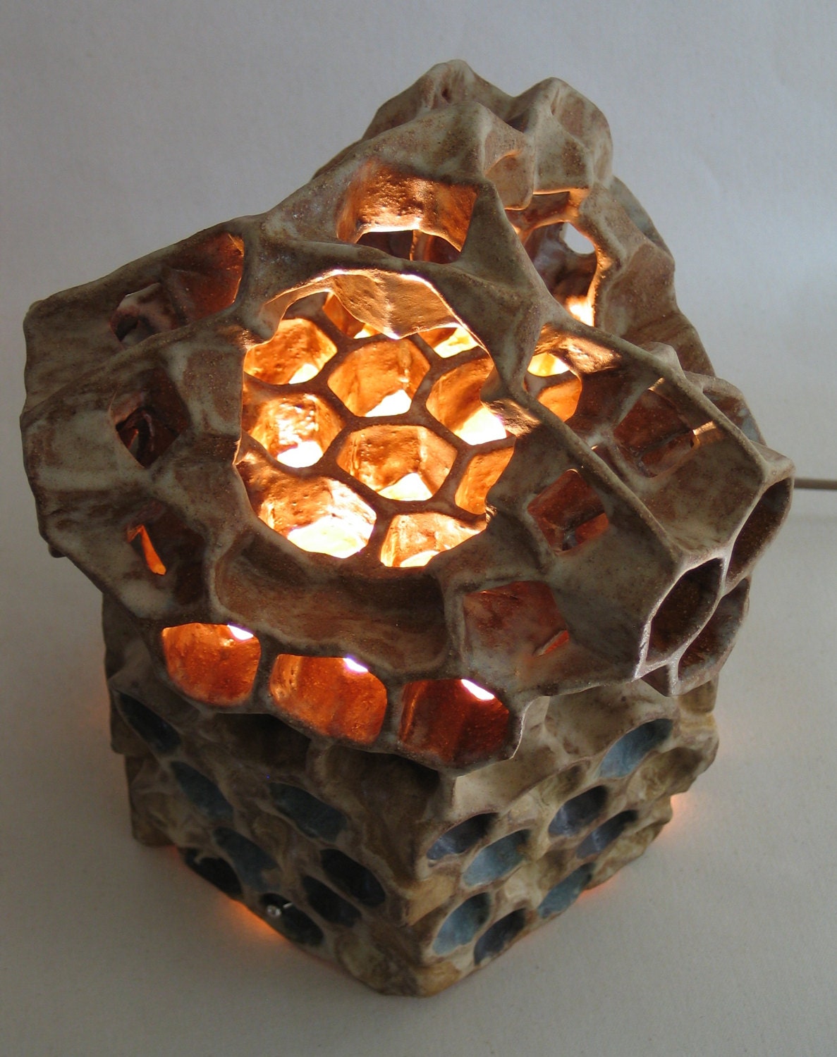 Ceramic Honeycomb lamp.  Apis habilis Honeycomb Number 14