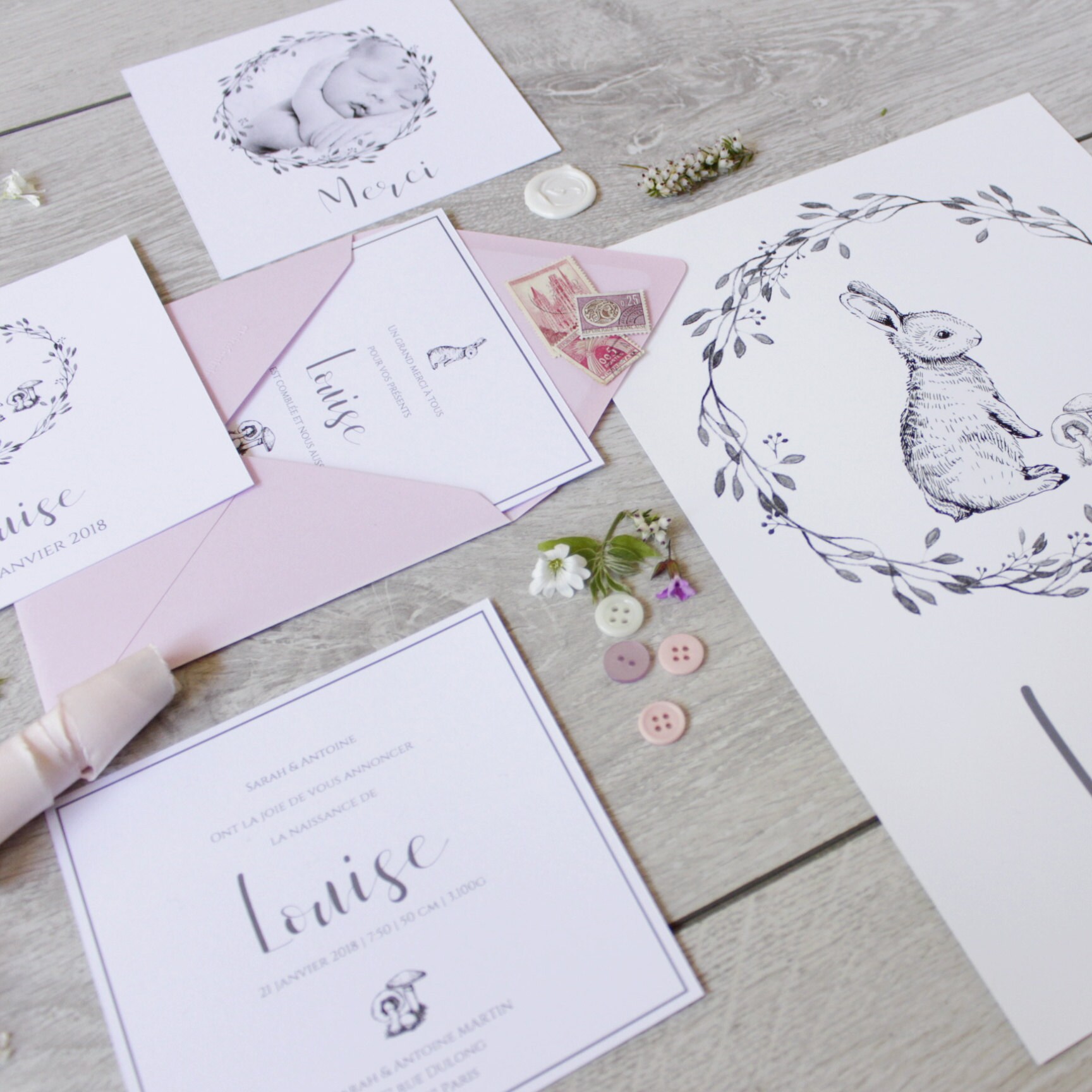 LA PAPETERIE DIVY - Faire-part naissance - Collection Louise