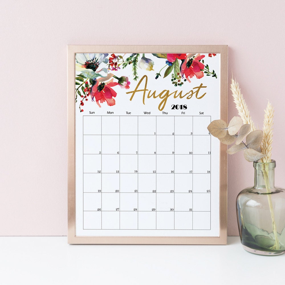 August 2018 Calendar