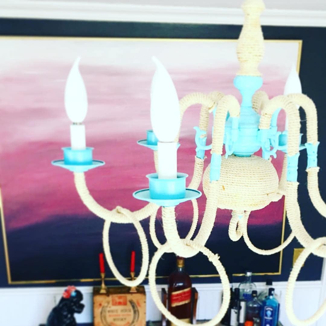 UPCYCLED CHANDELIER + RE-PAINTED CANVAS