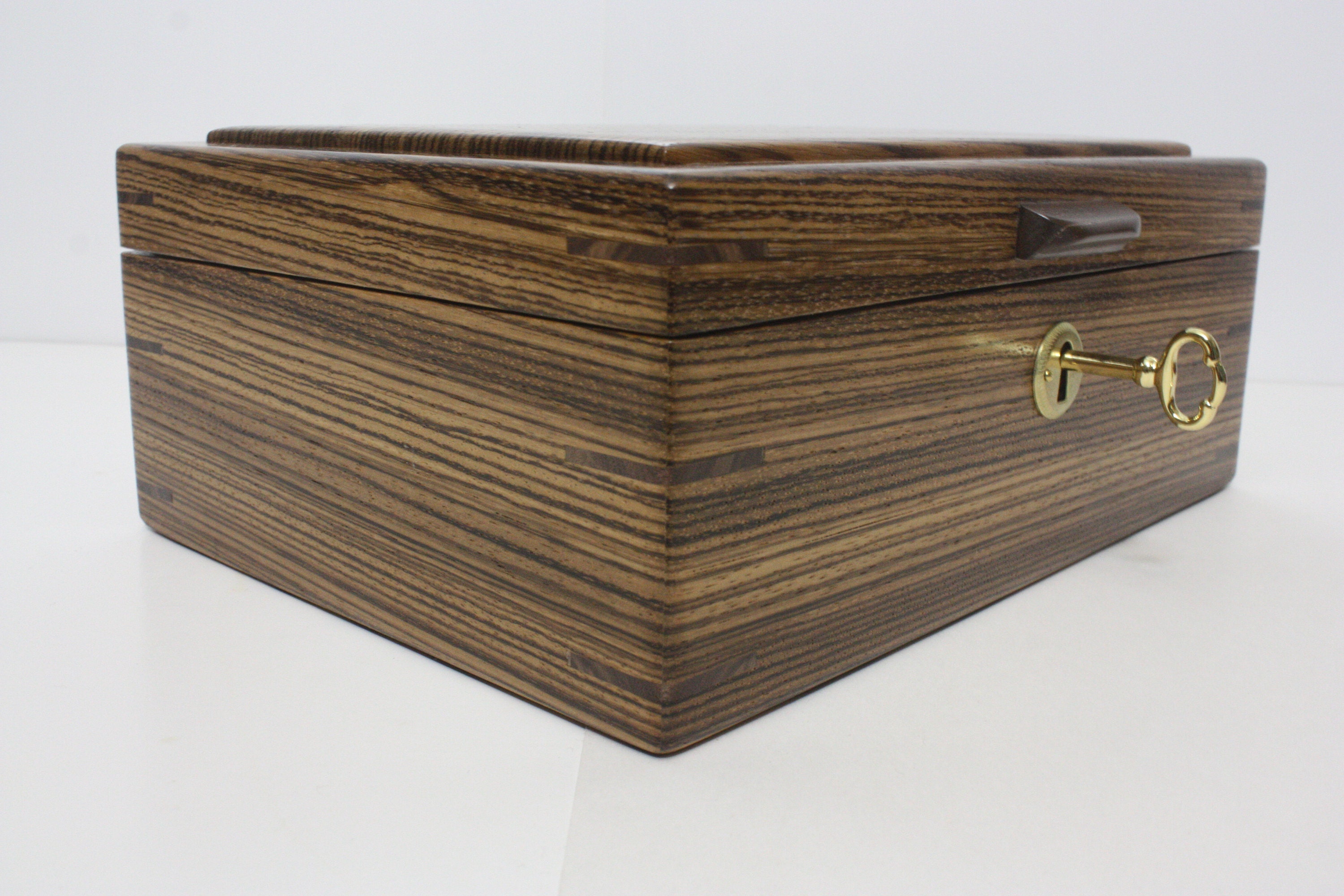 Riftsawn Zebrawood Locking Wood Box