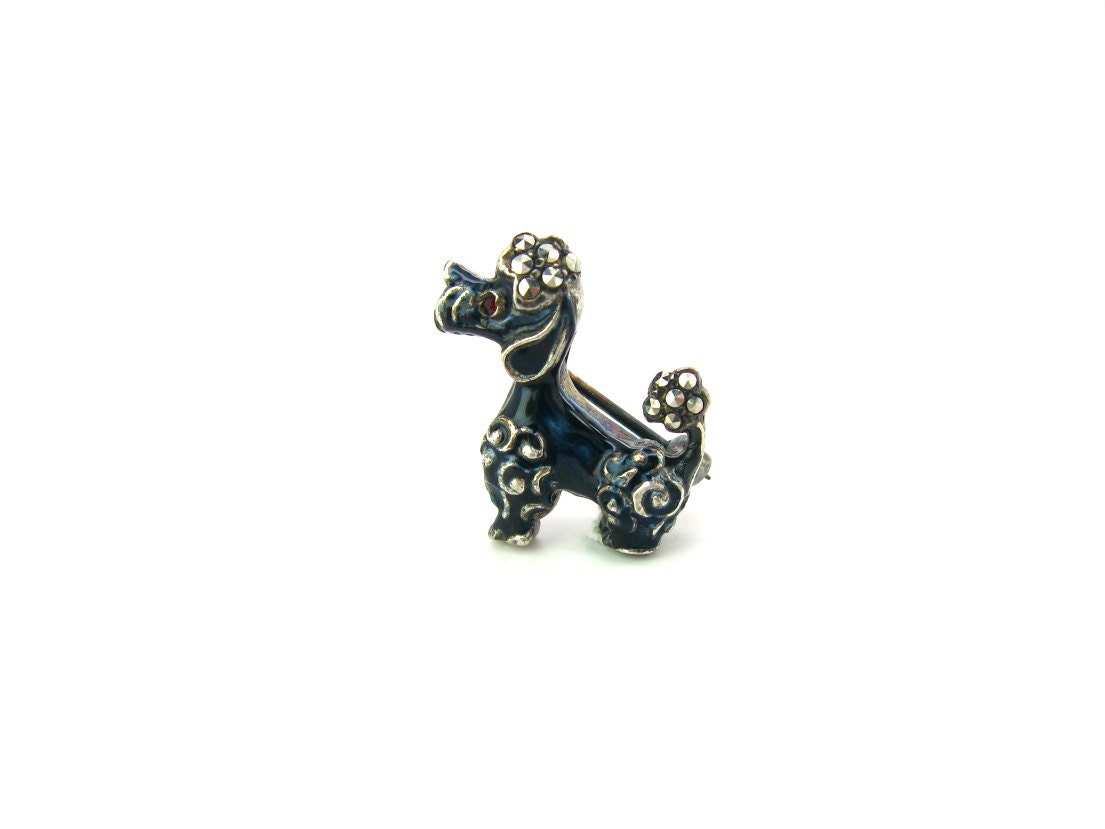 Enamel Sterling Poodle Brooch by Alice Caviness
