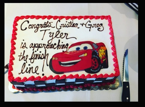 Party cake, baby shower cake, Mcqueen cake, cars themed cake