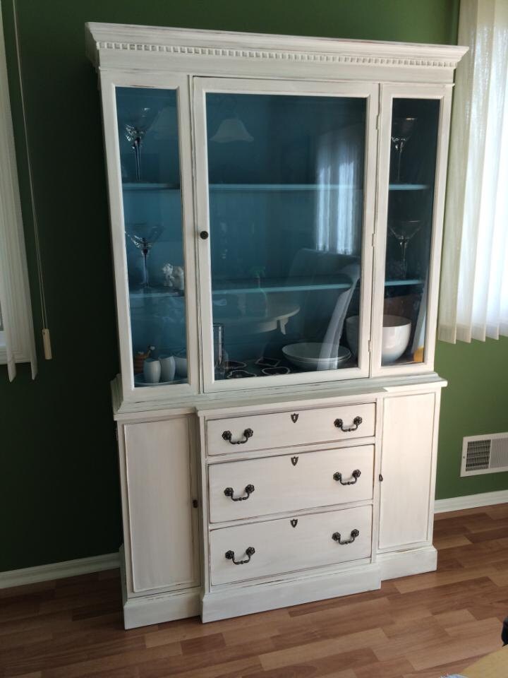 vintage painted shabby chic china cabinet, rustic, farmhouse, country, beach cottage storage breakfront, hutch