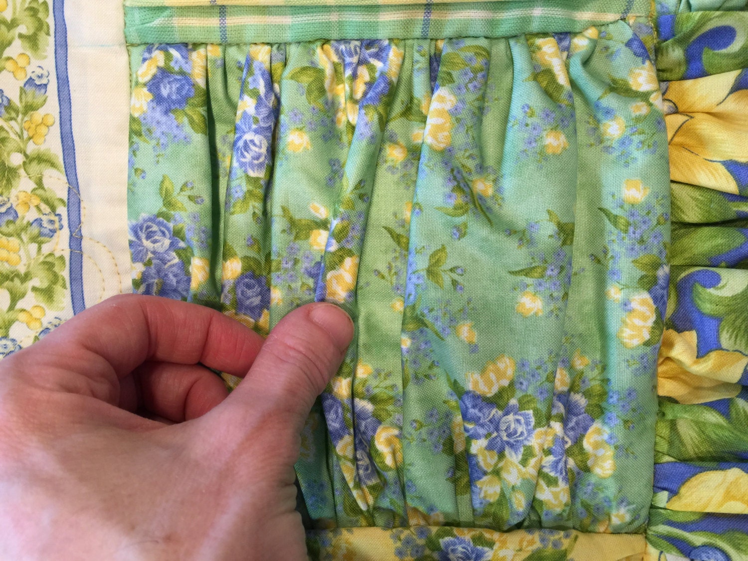 Quilting Woven Hope ruffles. Quilt pattern and design by Heather Spence Designs, copyrighted.