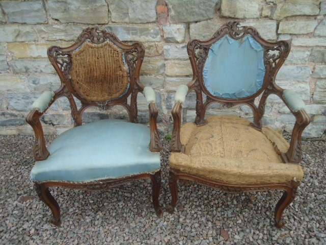 Antique French ornate carved Fauteils