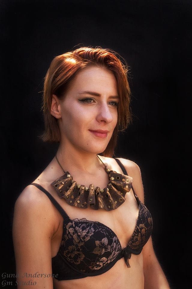 Brown leather necklace