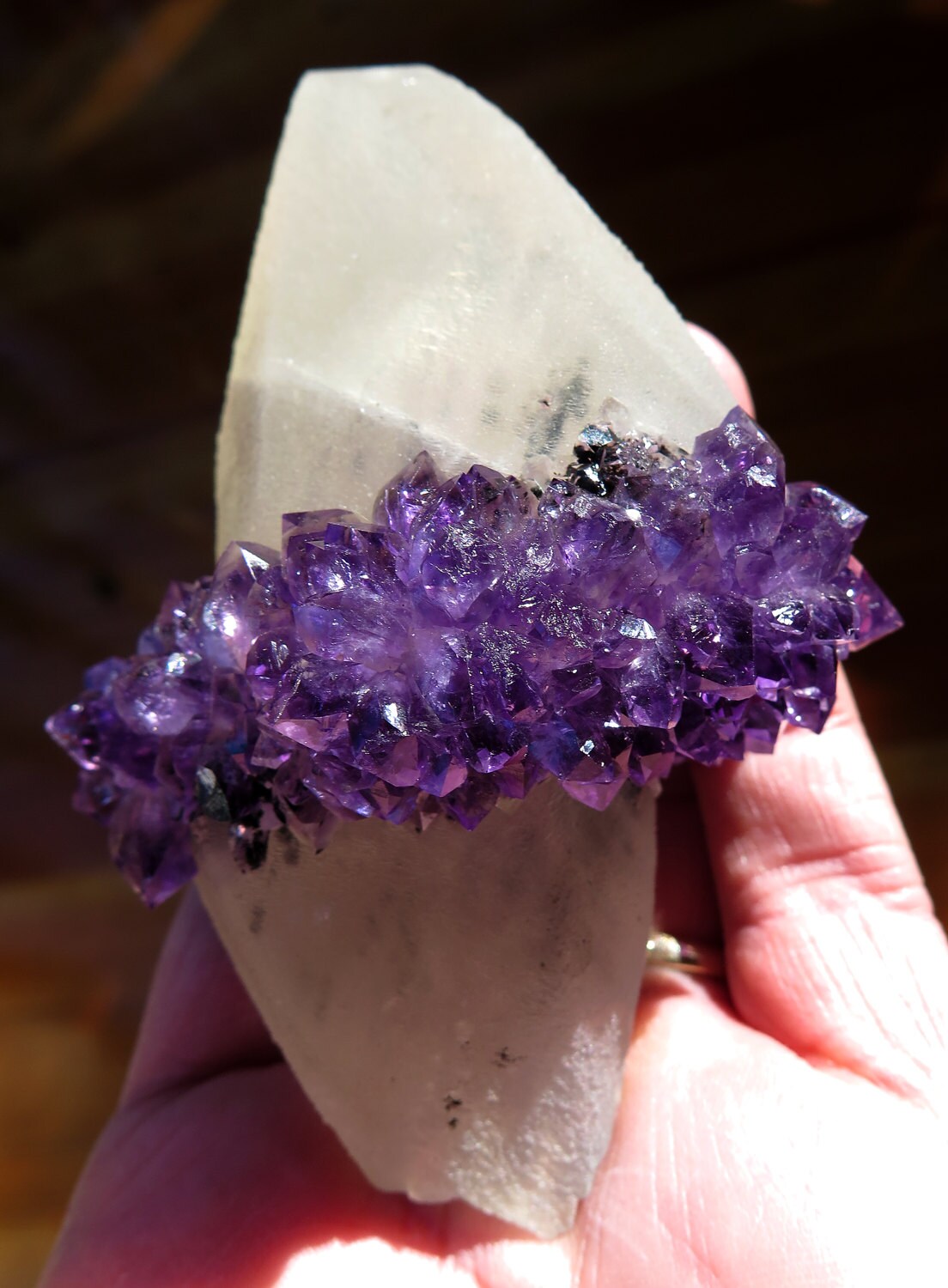 Amethyst ringed Calcite. Uruguay. Sold