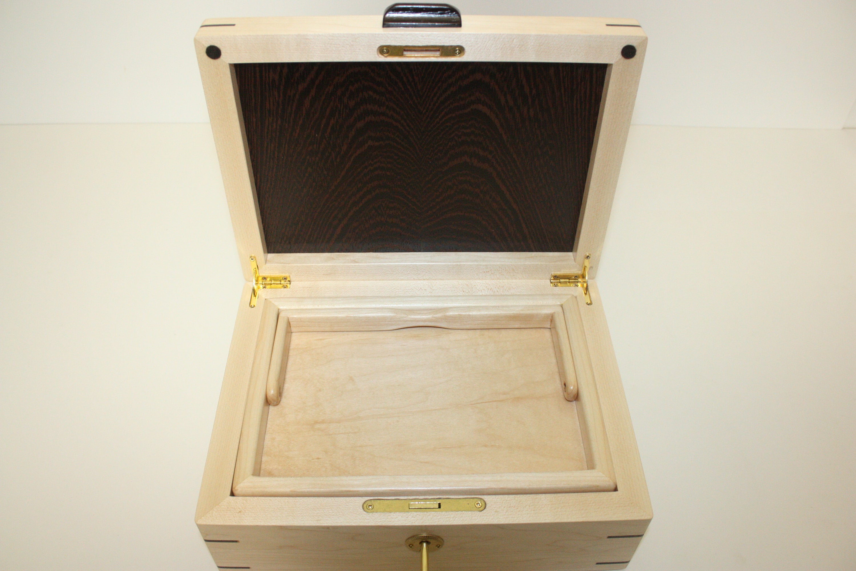 Maple and Wenge Wood Box with lift out tray