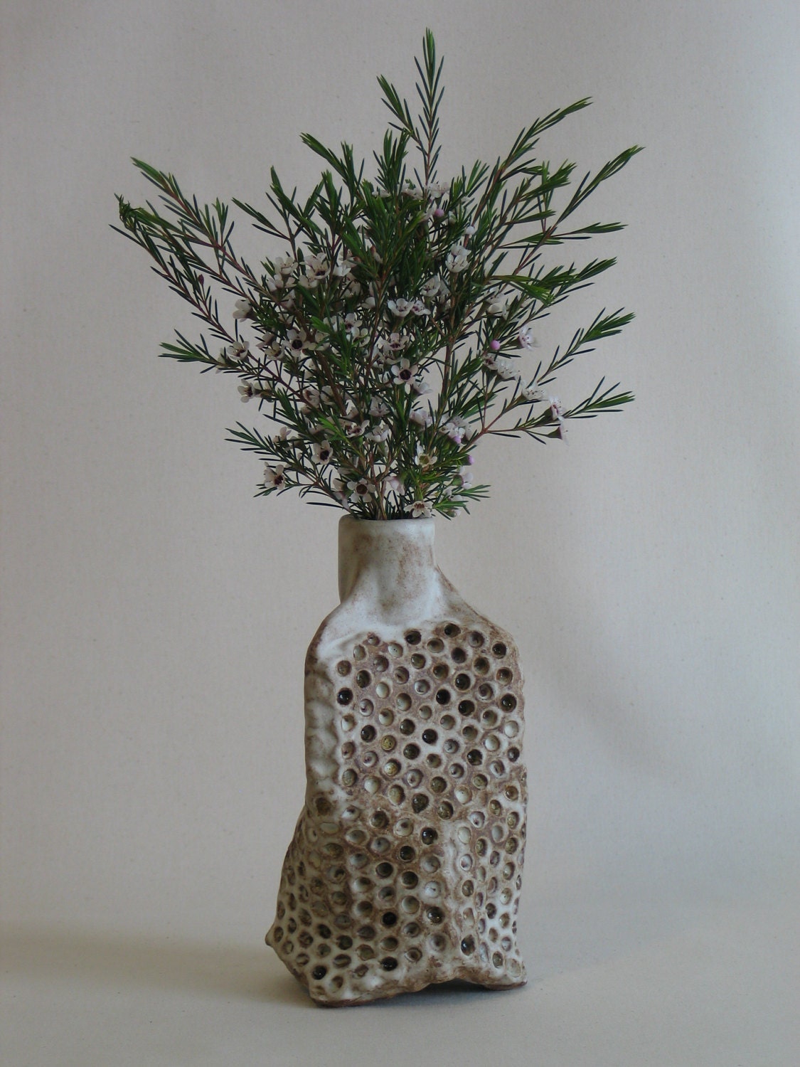 Ceramic Honeycomb vase.  Apis habilis:  Vase Number 6