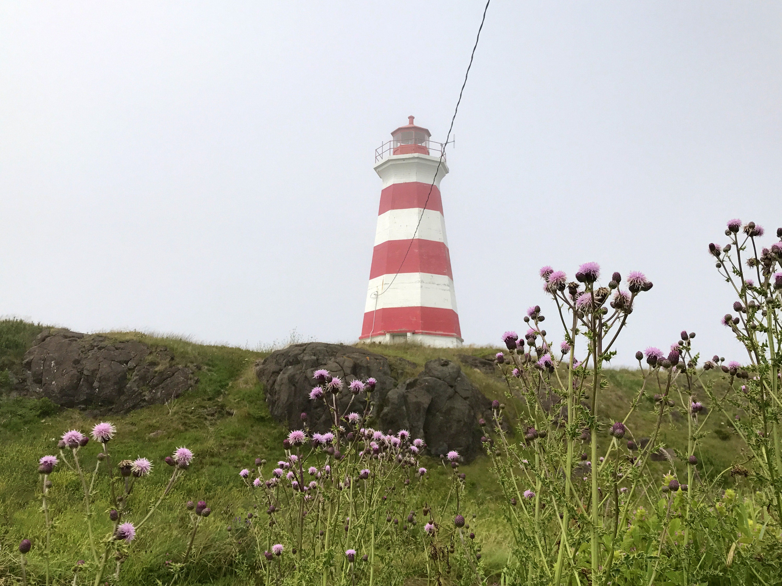 Lighthouse on Brier Island, nova scotia, beach glass hunting