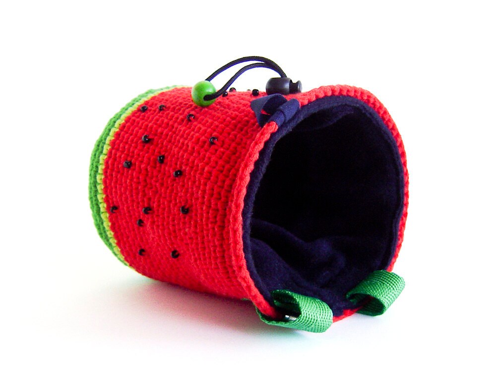 The watermelon rock climbing bag, handmade chalk bag, climbing chalk bag