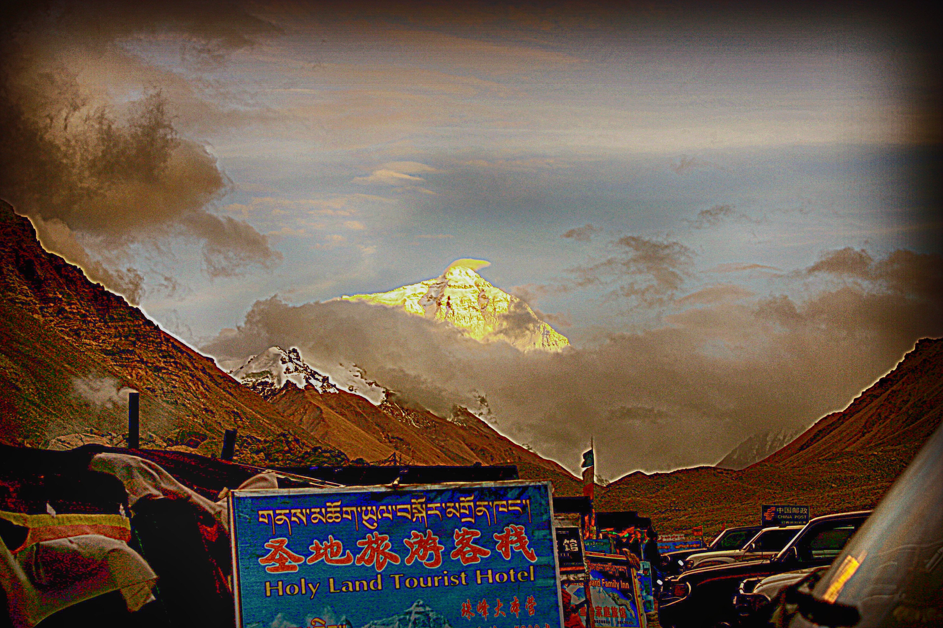 The sun setting over Mt Everest
