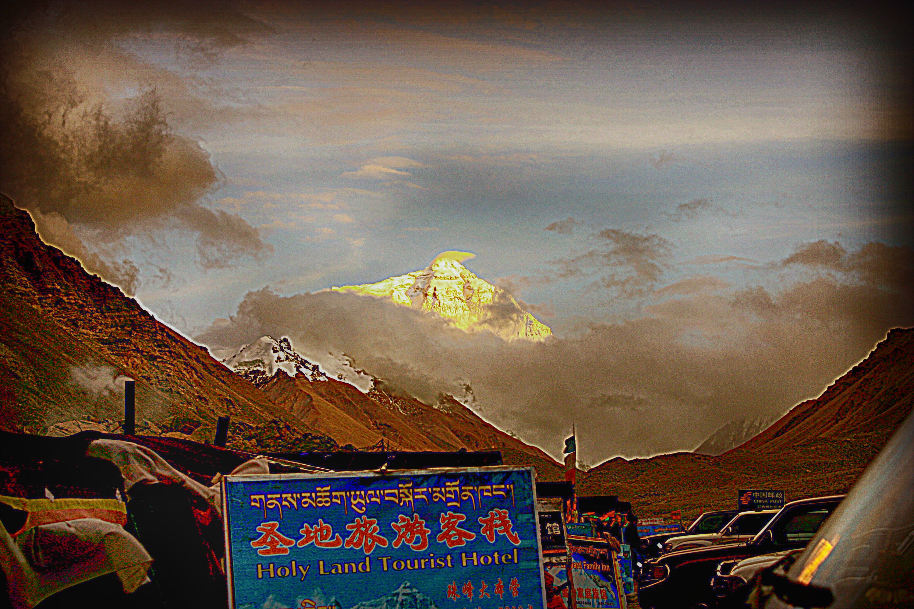 The sun setting over Mt Everest