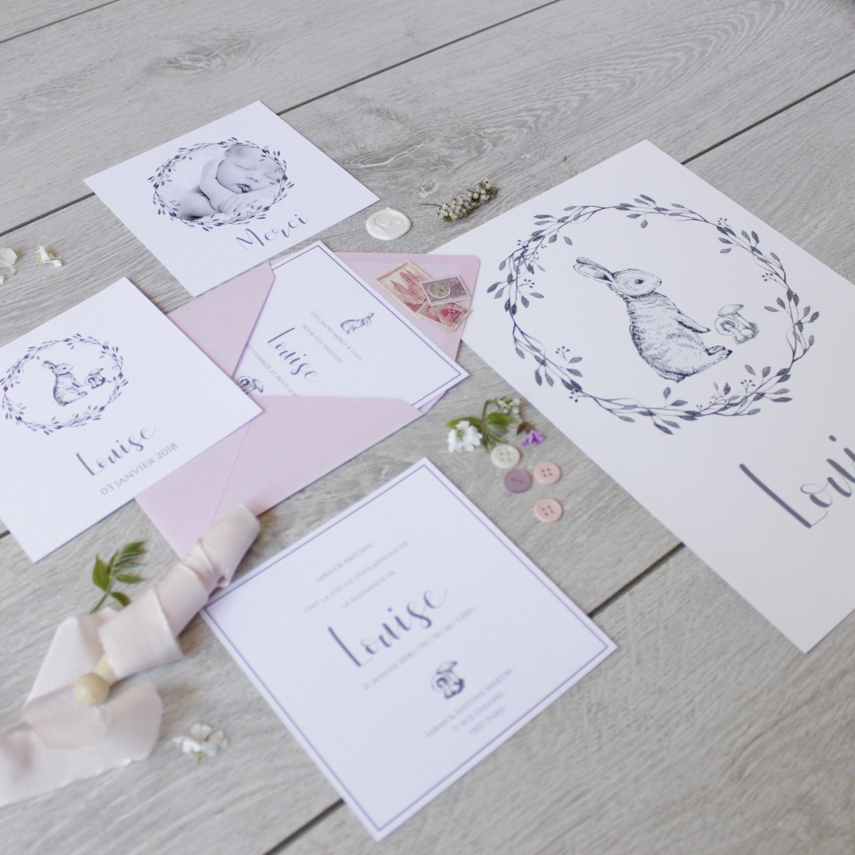 LA PAPETERIE DIVY - Faire-part naissance - Collection Louise