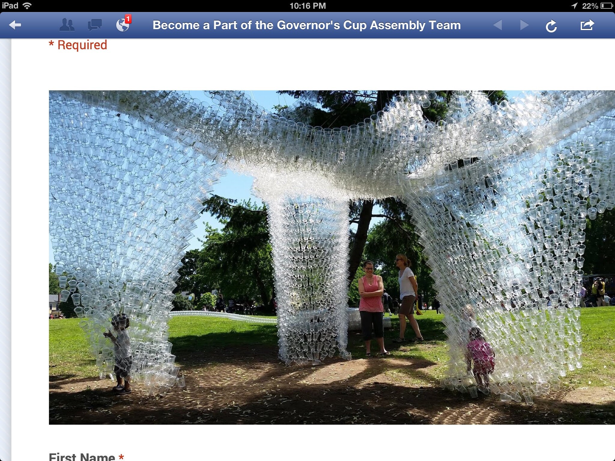collected plastic cups ,organic pavilion