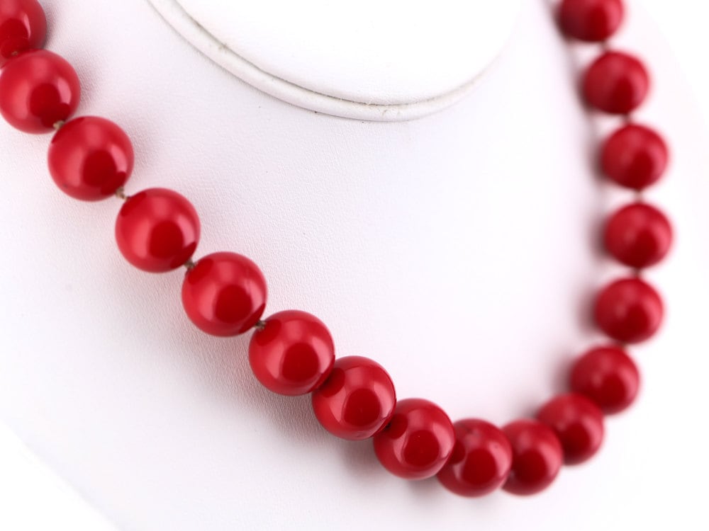 Vintage David Aubrey Red Glass Beaded Choker Necklace