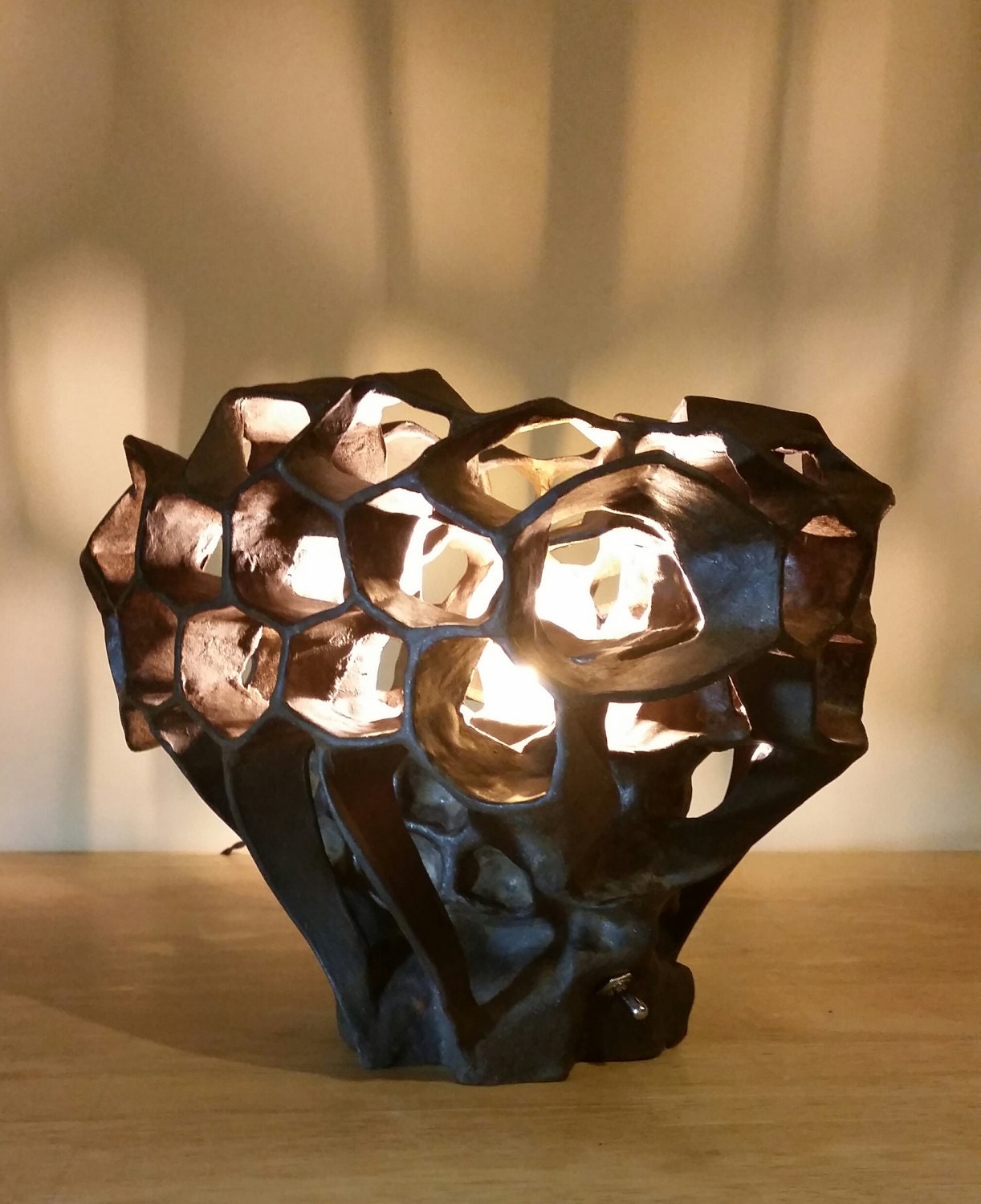 Ceramic Honeycomb lamp. Apis habilis Honeycomb Number 17