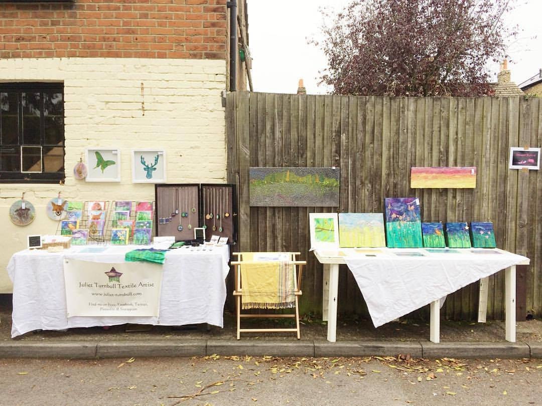 Photograph of my stand at the September market before trading started at 9am