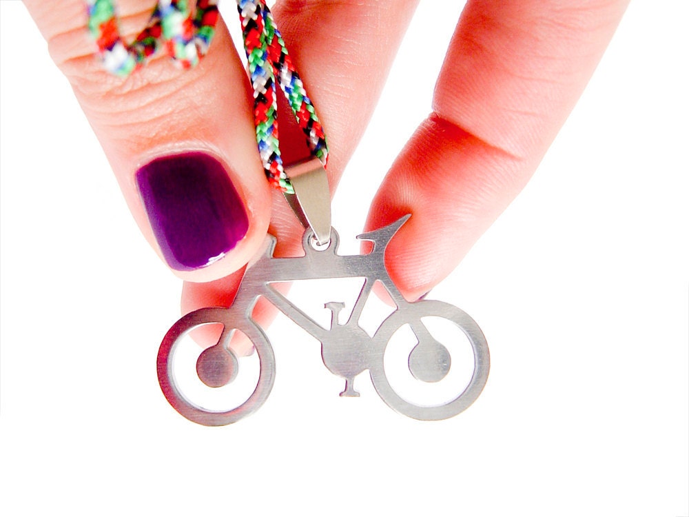 downhill necklace, bike necklace, bicycle jewelry