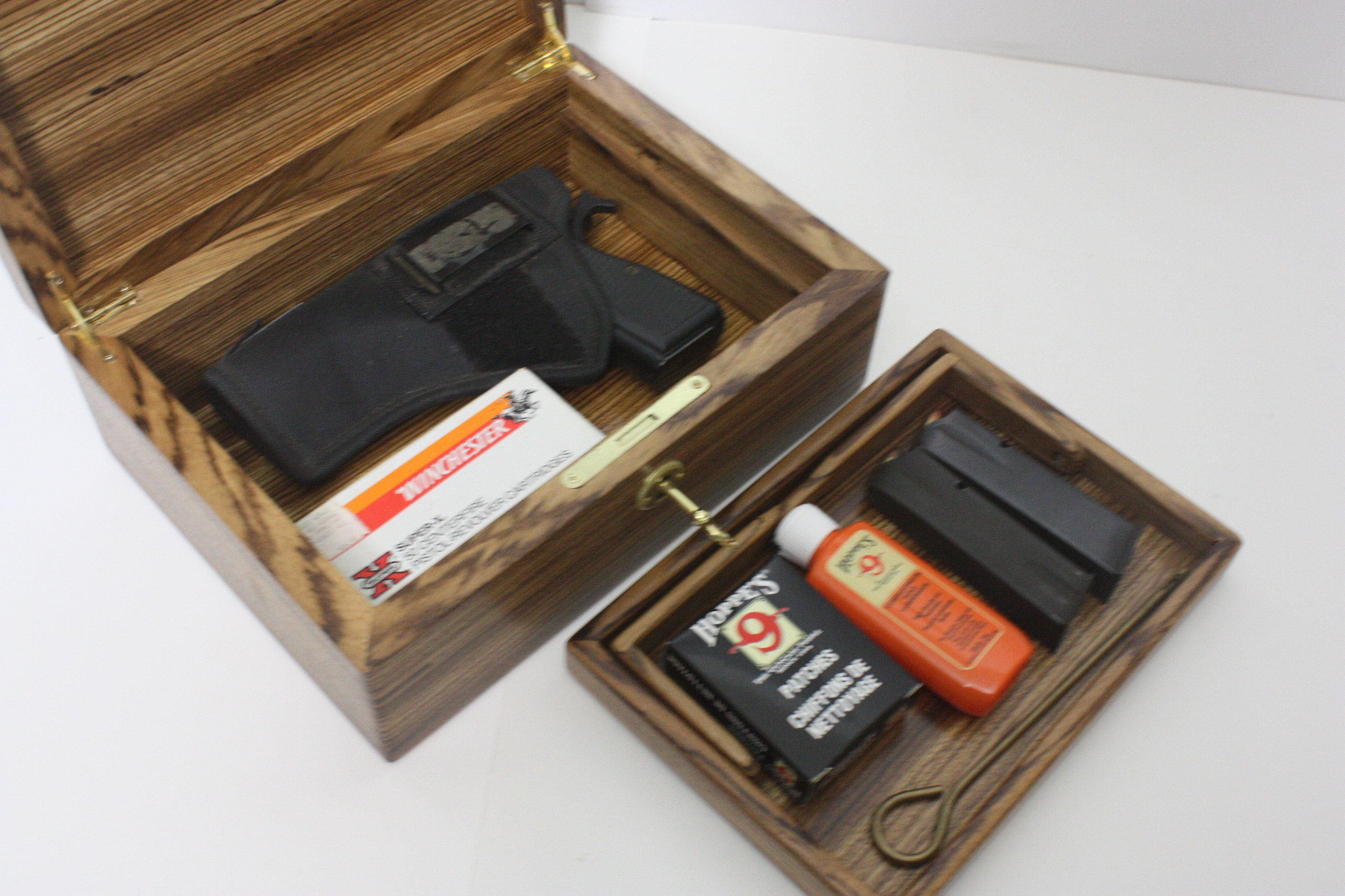Zebrawood Locking Pistol, Gun Box