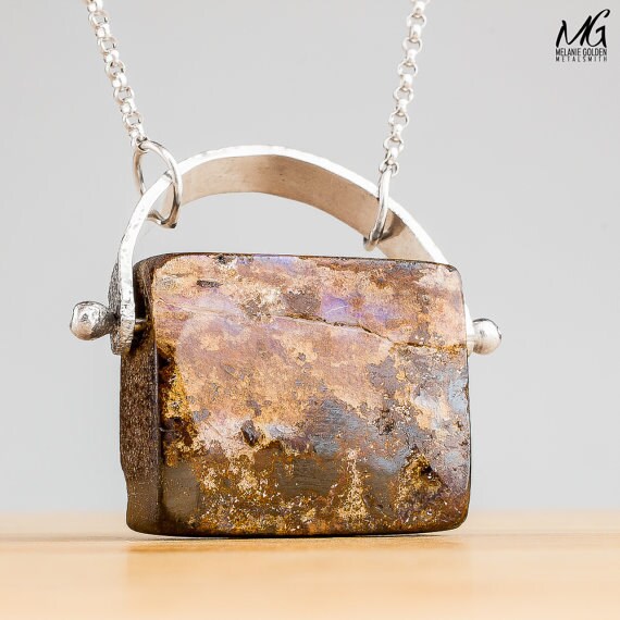 Boulder Opal necklace by MGMetal on Etsy
