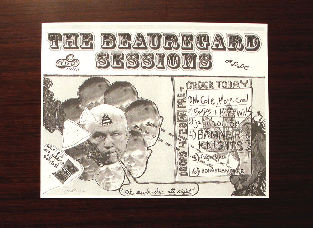 The Beauregard Sessions - satirical fictional punk rock handbill by CRD Larson