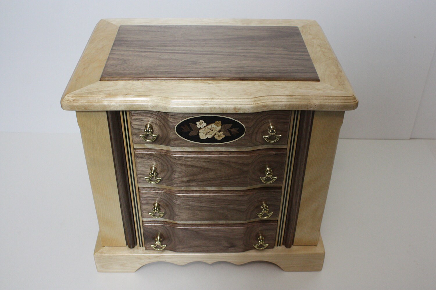 Handmade Jewelry Box with Drawers and Swing Out Sides