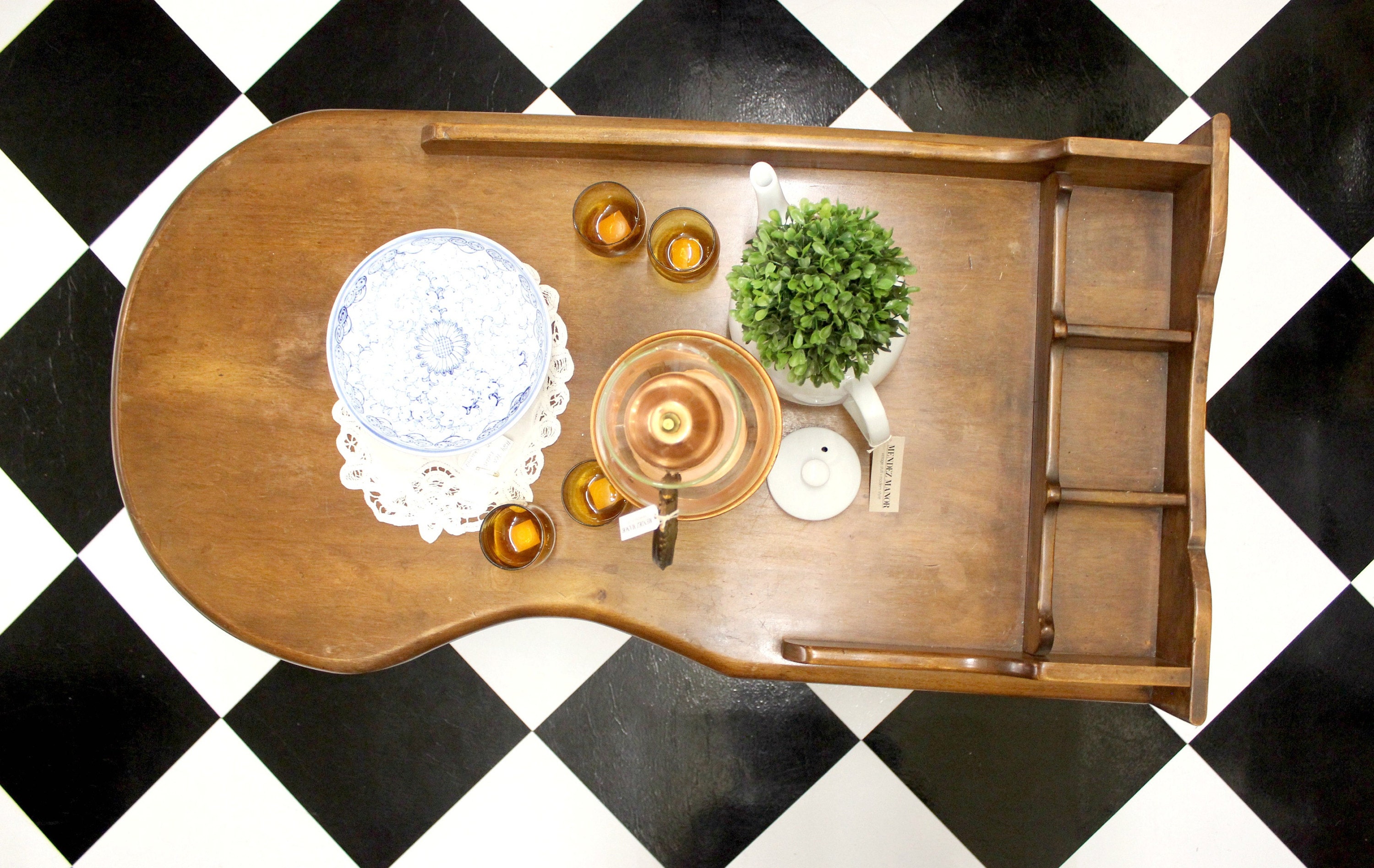 bohemian style wood coffee table via mendez manor