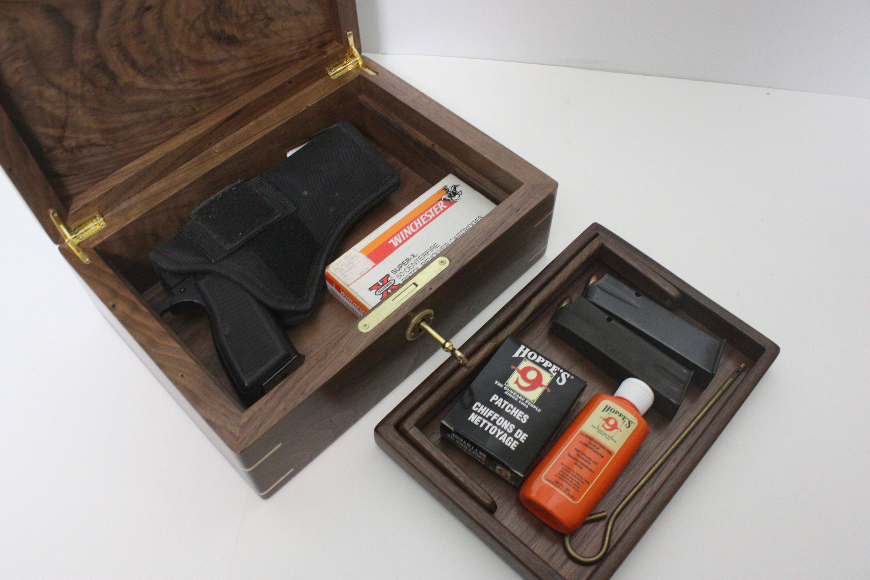 Locking Walnut Gun Box
