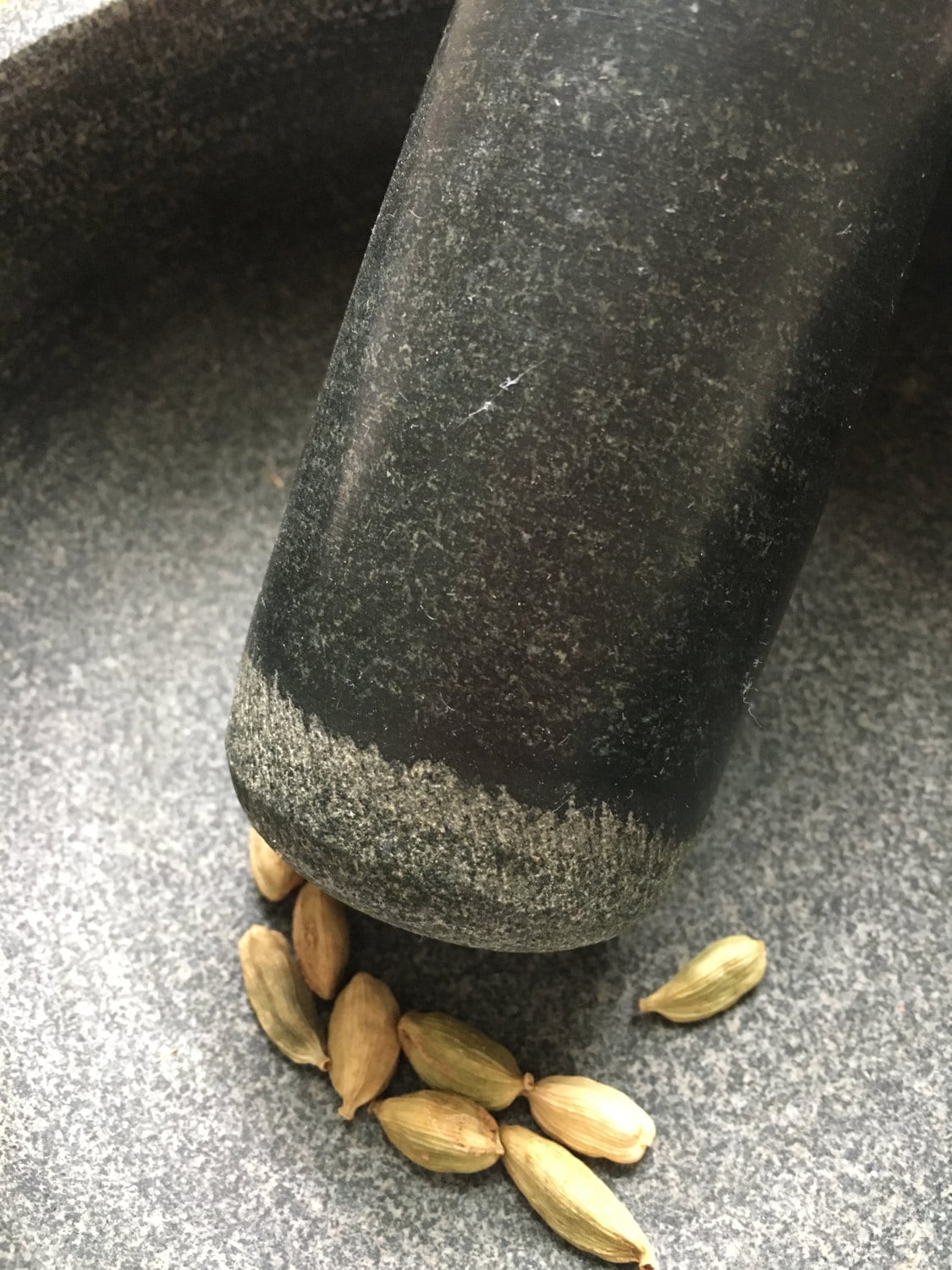 Begin by using your mortar and pestle to grind the cardamom pods, the aroma it will release is so nurturing, and the ancient use of mortar and pestle becomes part of the ritual of creating your own bath soak.