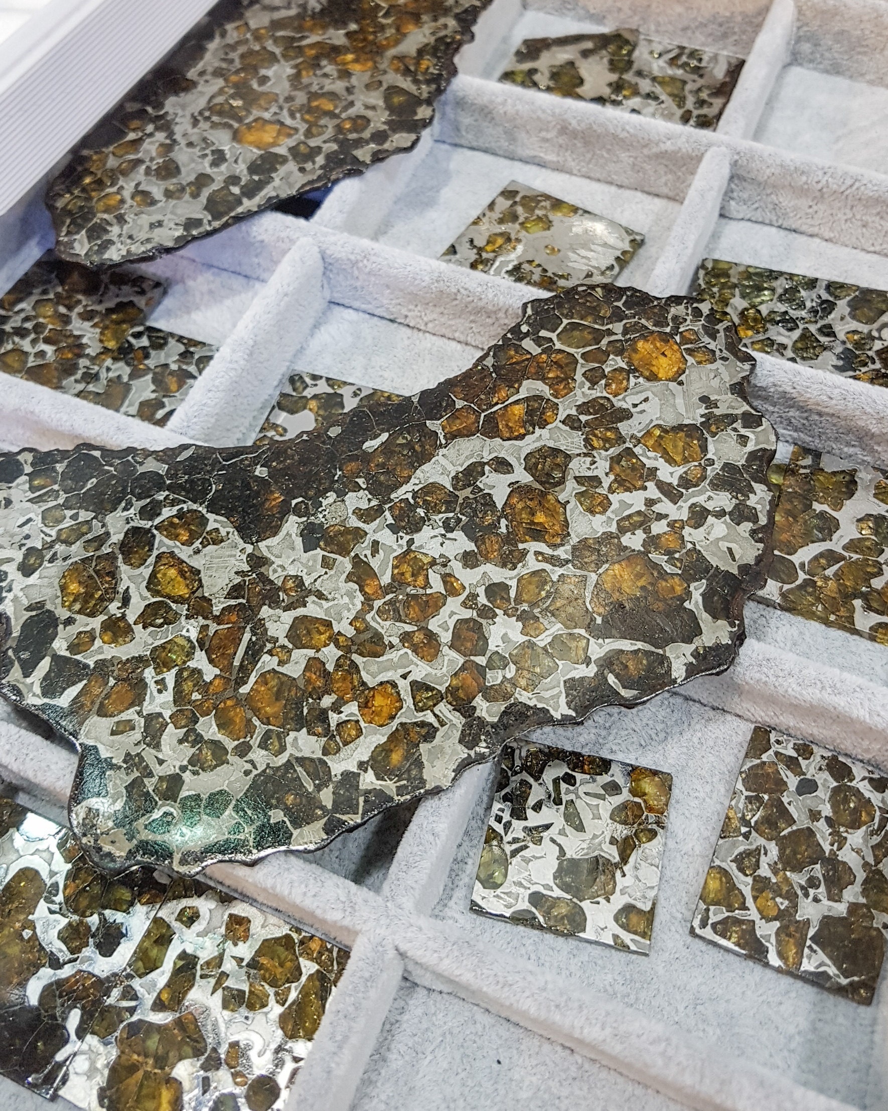 Big pallasite meteorite slab