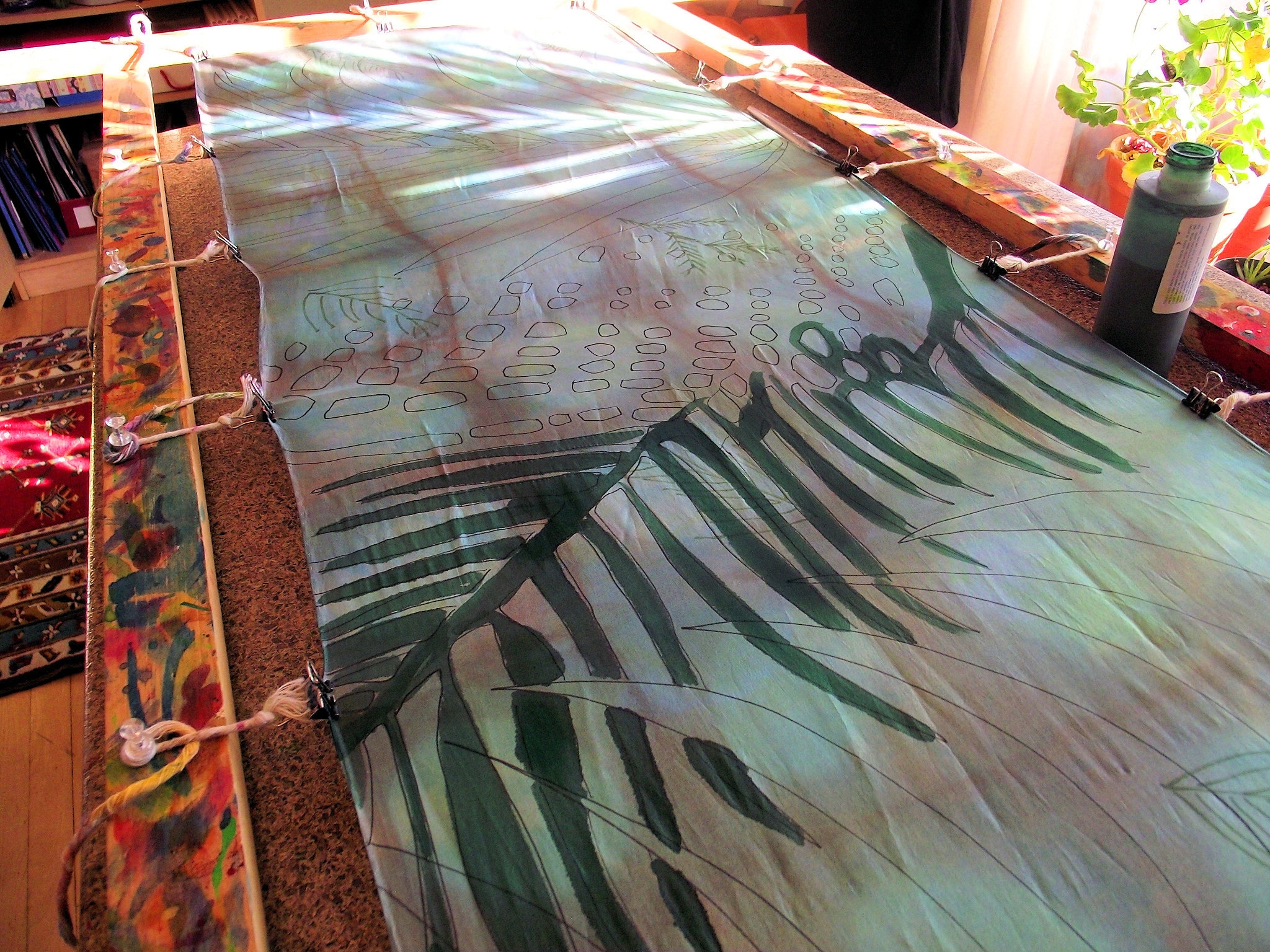 Partially painted in the darker green