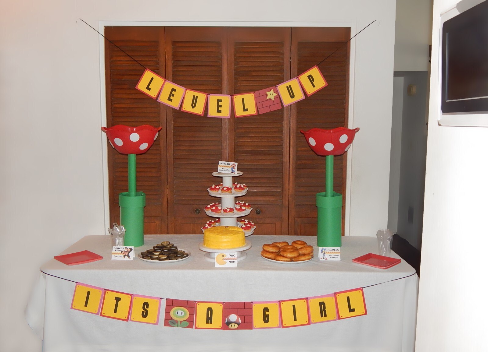 video game shower dessert table