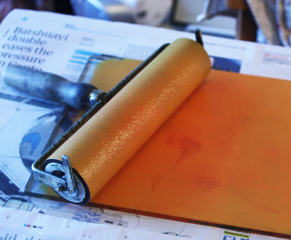 orange ink, roller