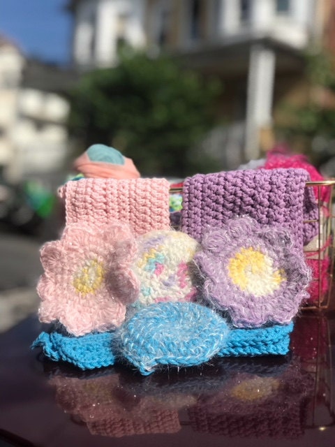 100% cotton dishcloth and matching scrubby