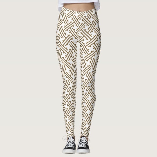 Perfect fall leggings in Japanese pattern of tan and white!