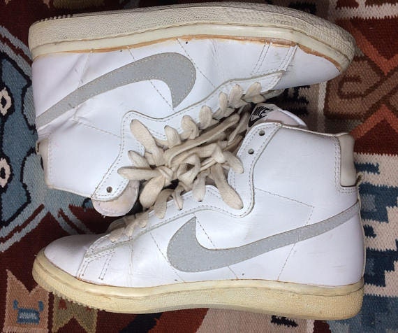 1983 Nike Penetrator leather hi top sneakers white gray swoosh size 7.5