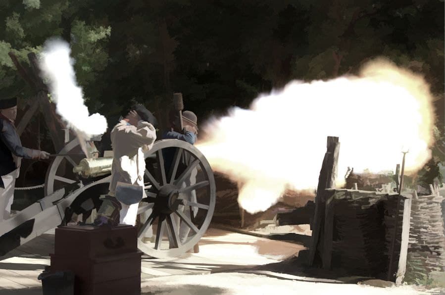 Canon firing at Yorktown, Virginia