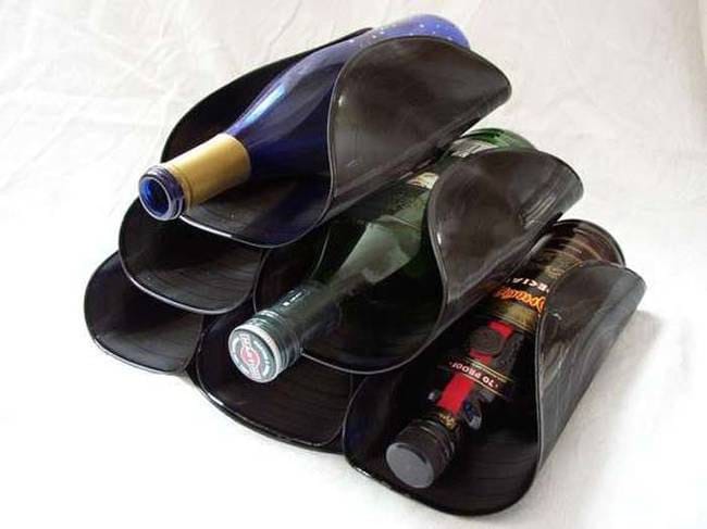 old vinyl lp into wine rack