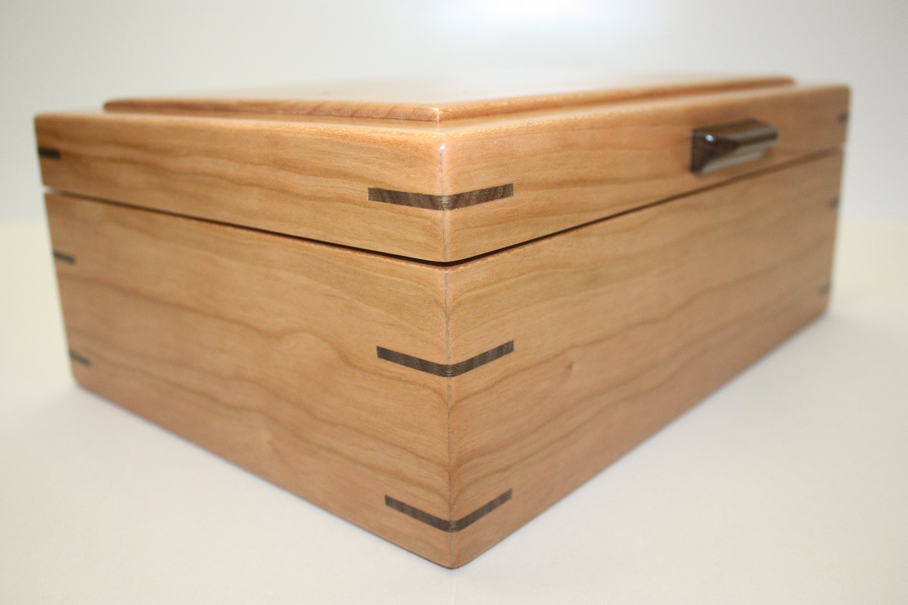 Large Handmade Cherry Wood Box For Sale