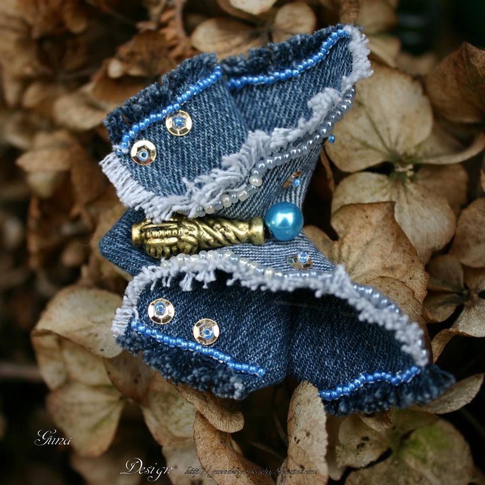 GunaDesign denim butterfly hair band