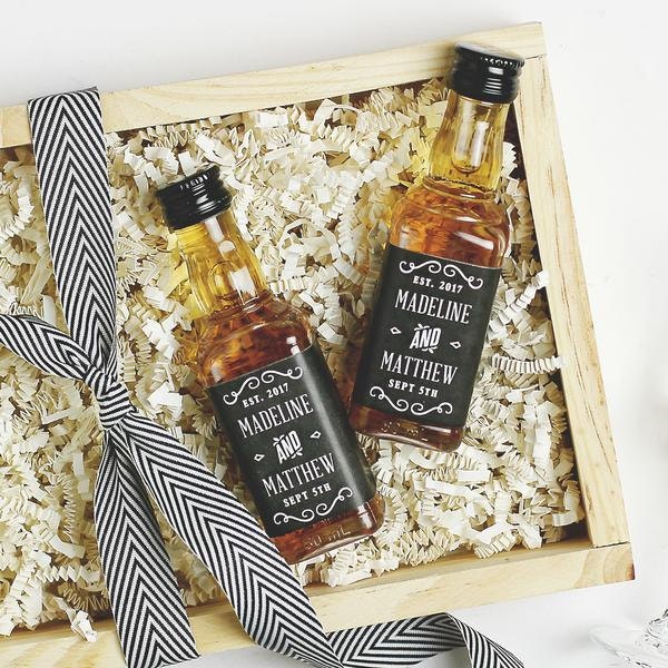 Free mini whiskey bottle wedding favor labels