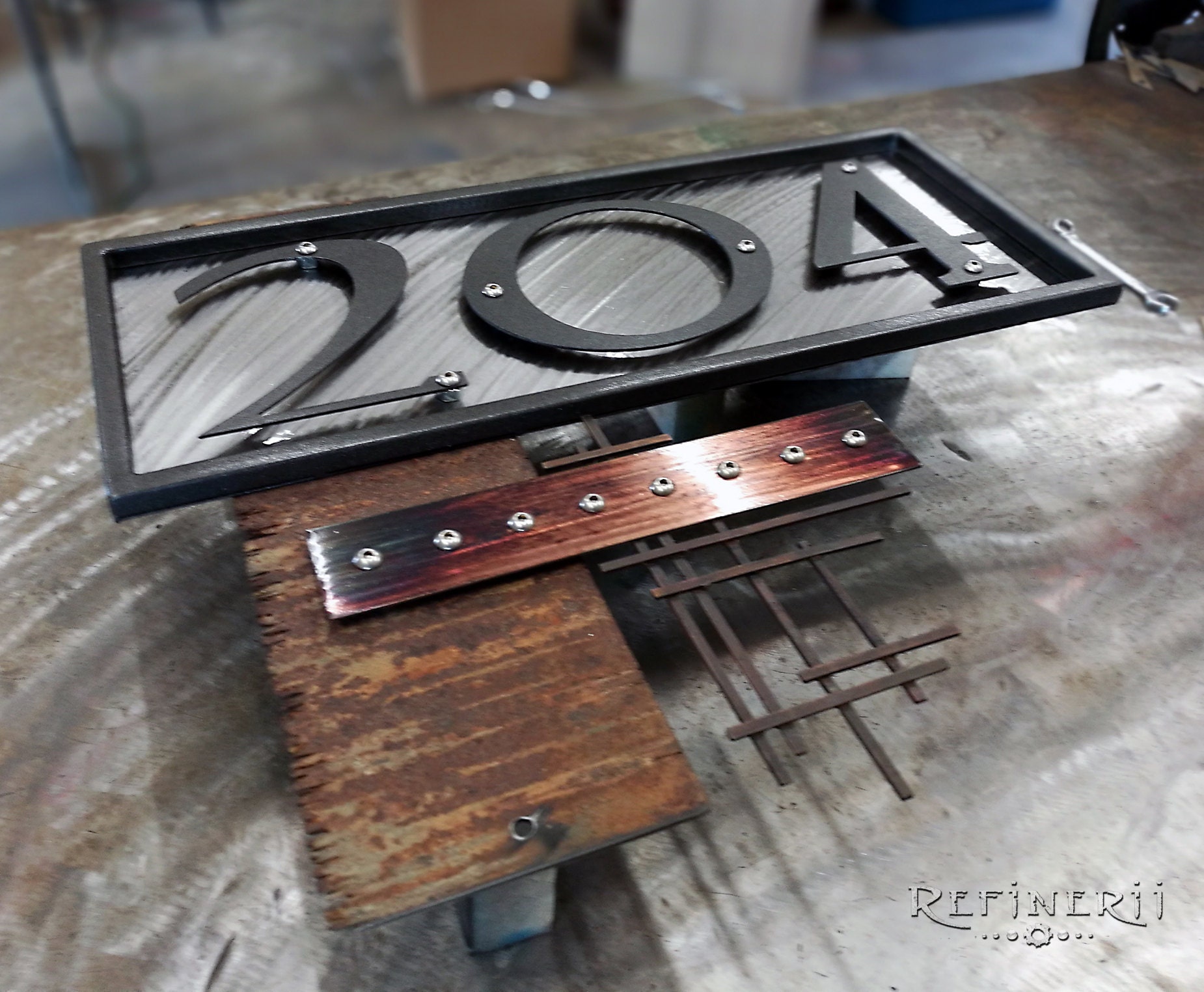 custom metal house number plate