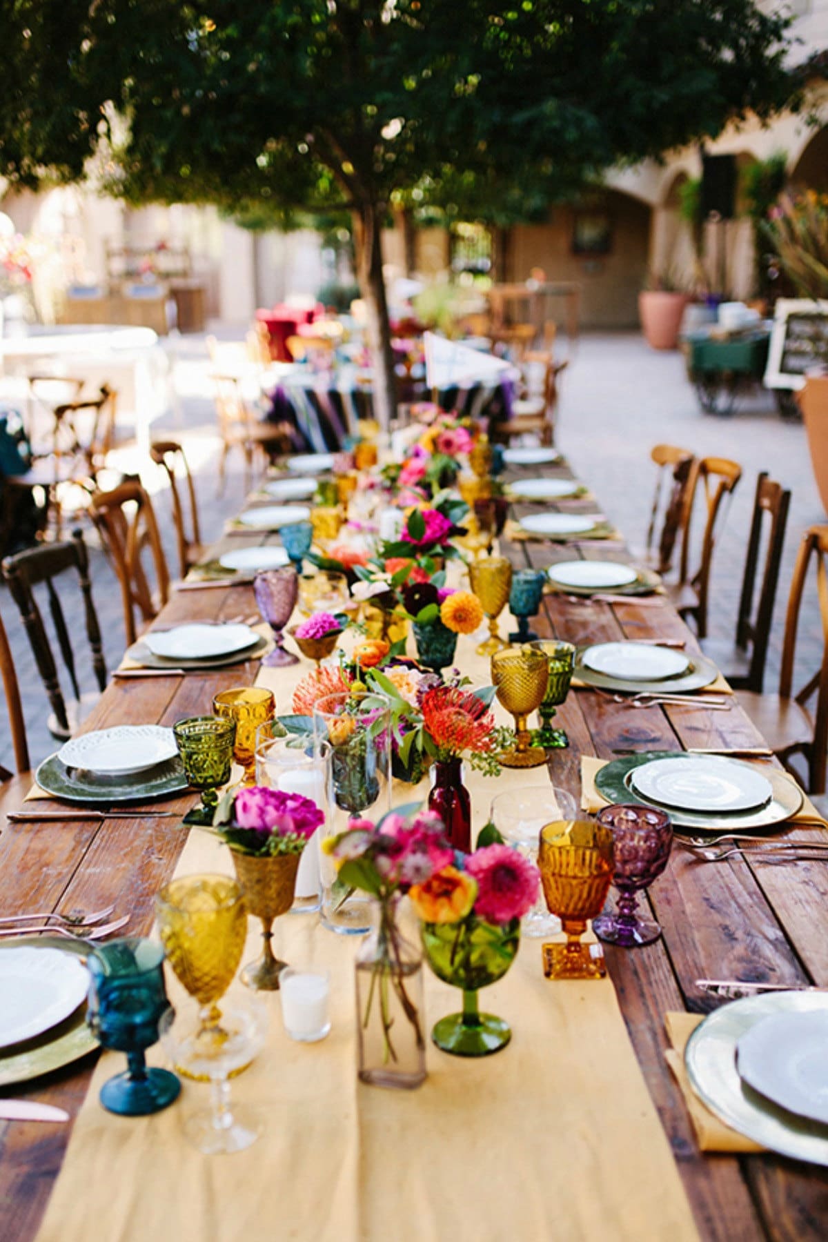 colored glasses table setting