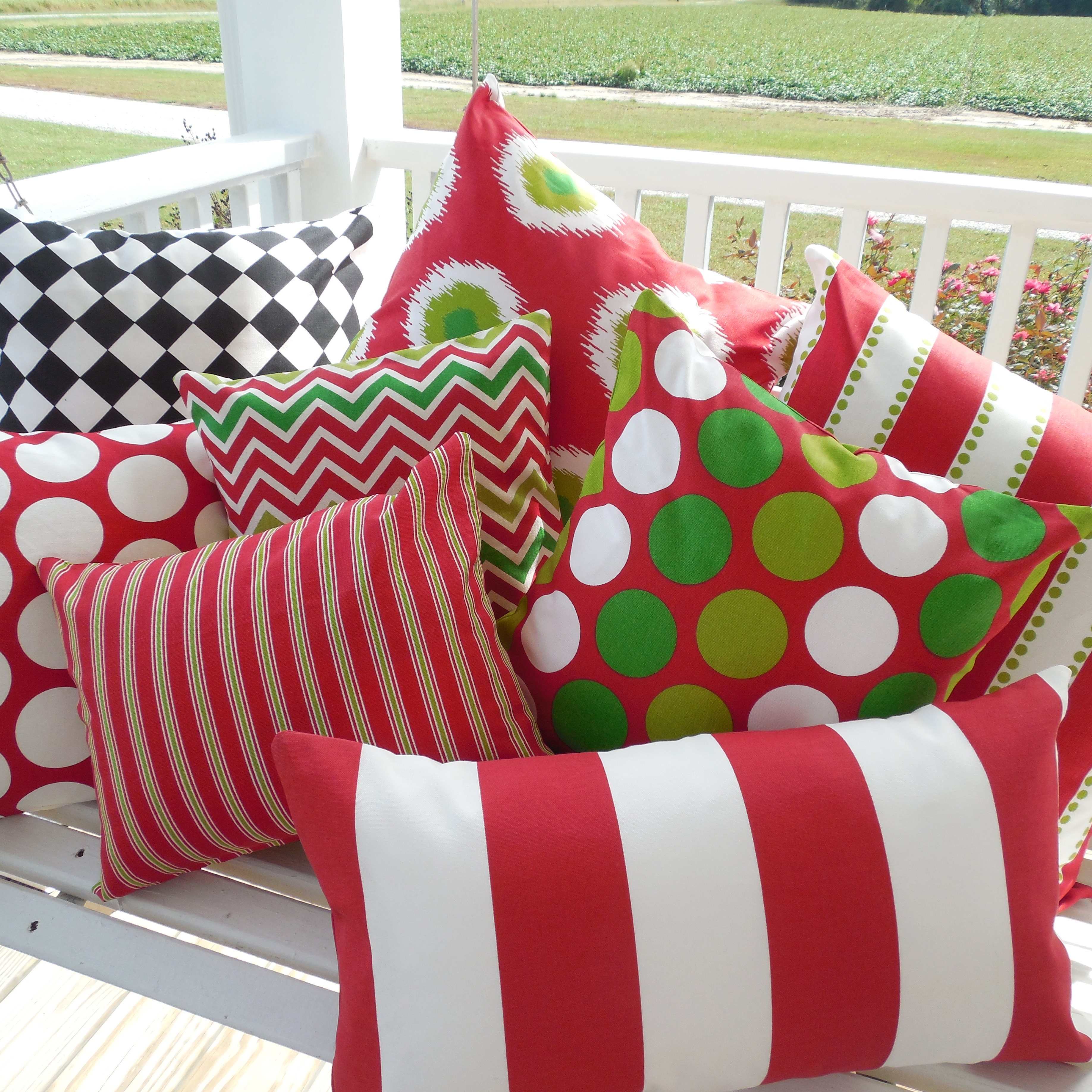 Blue Lime Green Pillow Cover Outdoor Patio Porch Decorative