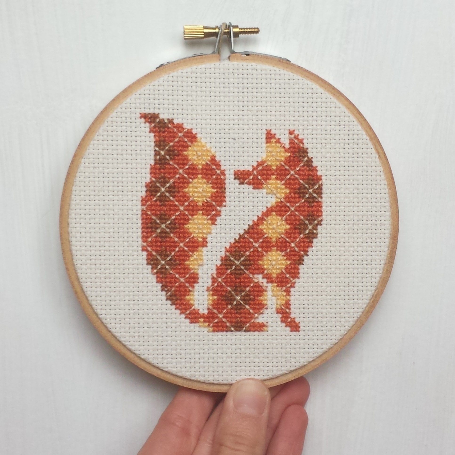 Plaid Squirrel Cross Stitch Pattern Instant Download PDF DIY